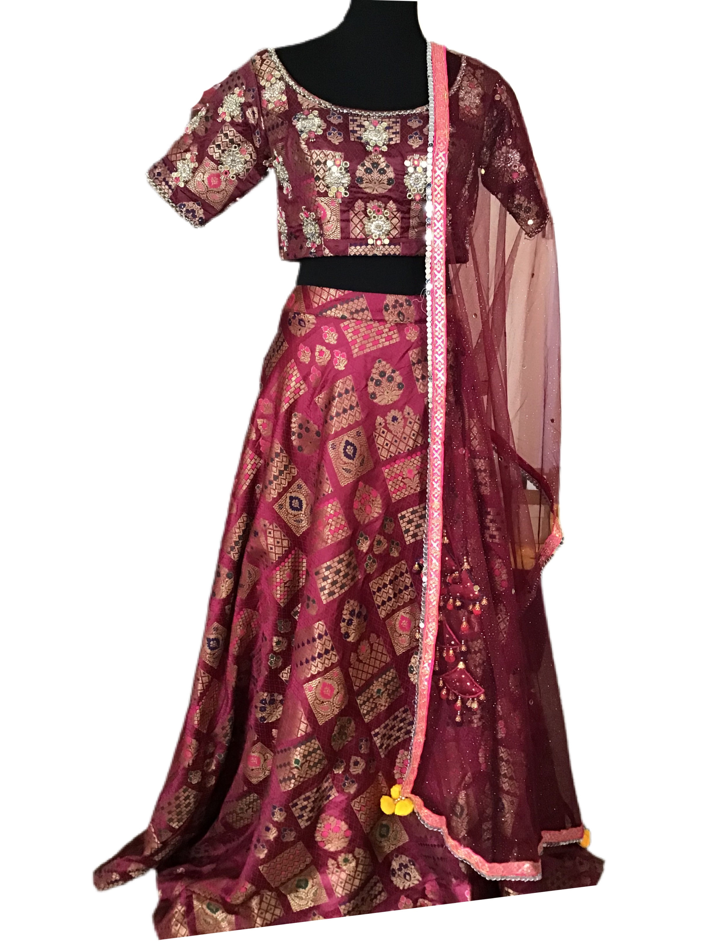 Designer Royal Red Woven Silk Banarasi Lehanga Choli