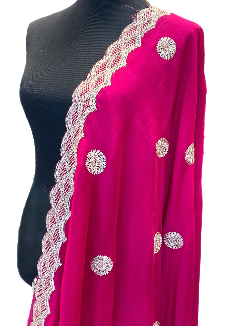 Thumbnail: Gorgeous Embroidered Magenta Pink Silk Saree