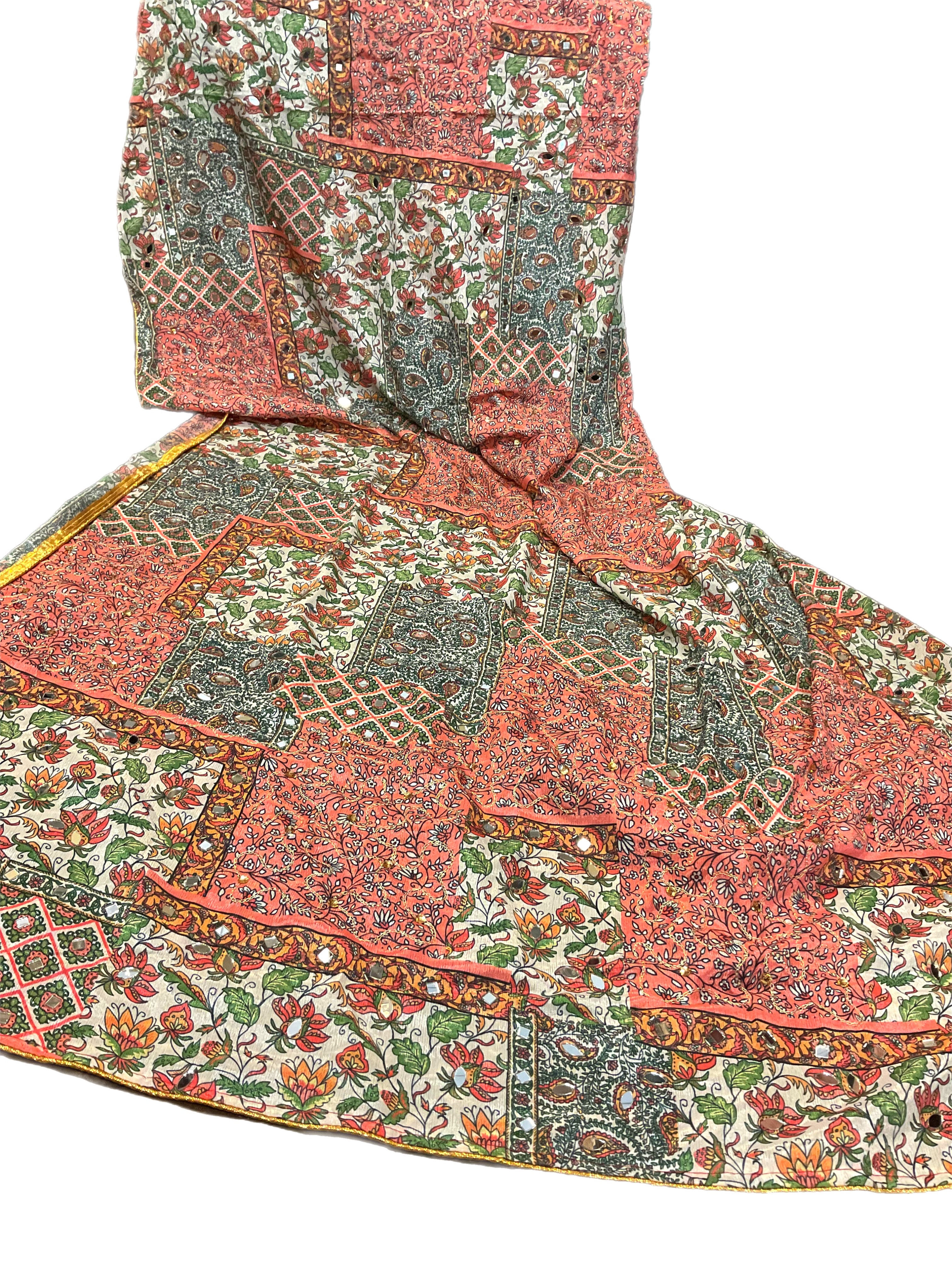 Chiffon Silk Digital Printed Mirror Work Dupatta