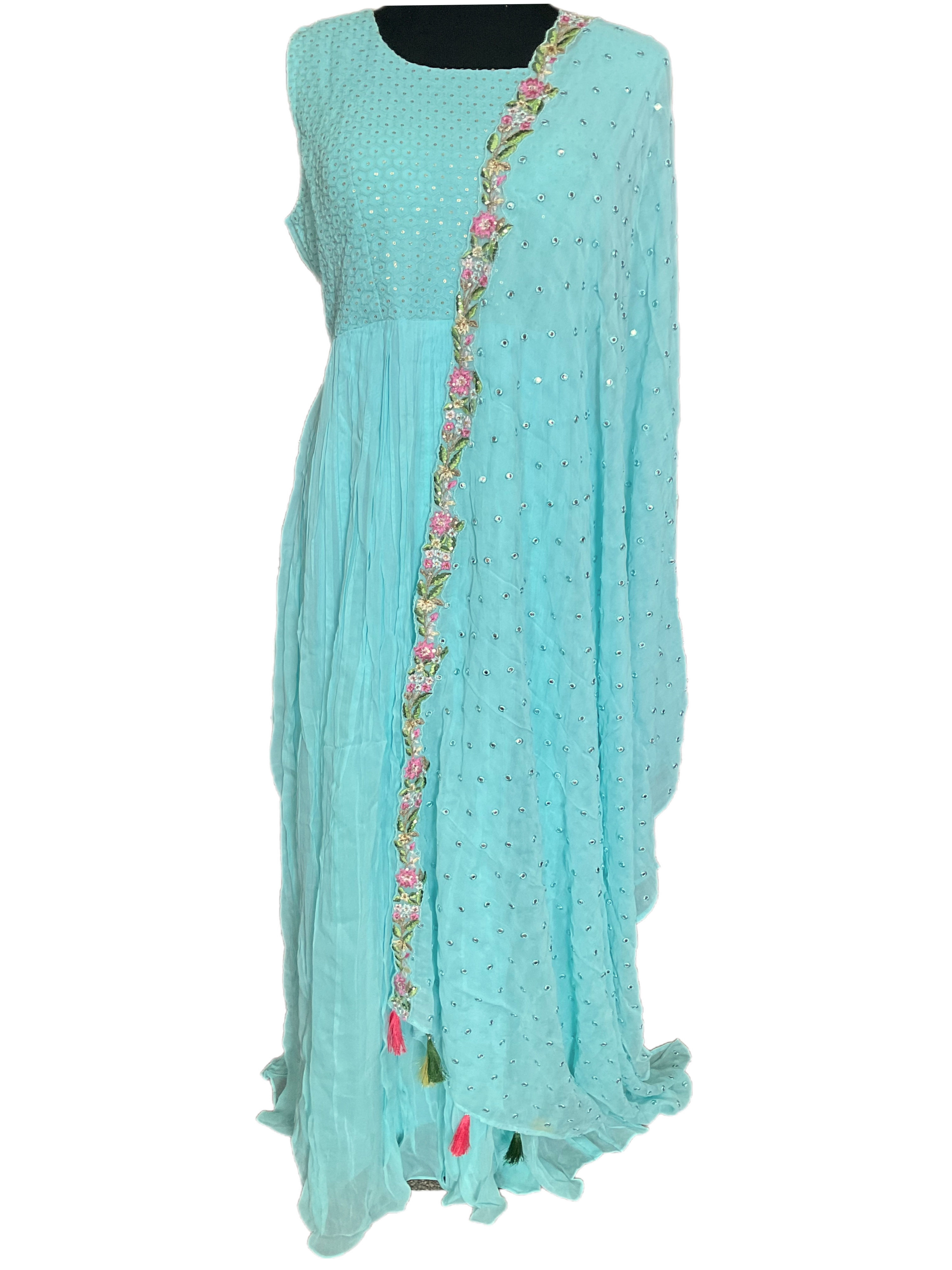 Beautiful Sky Blue Abaya Style Salwar Suit