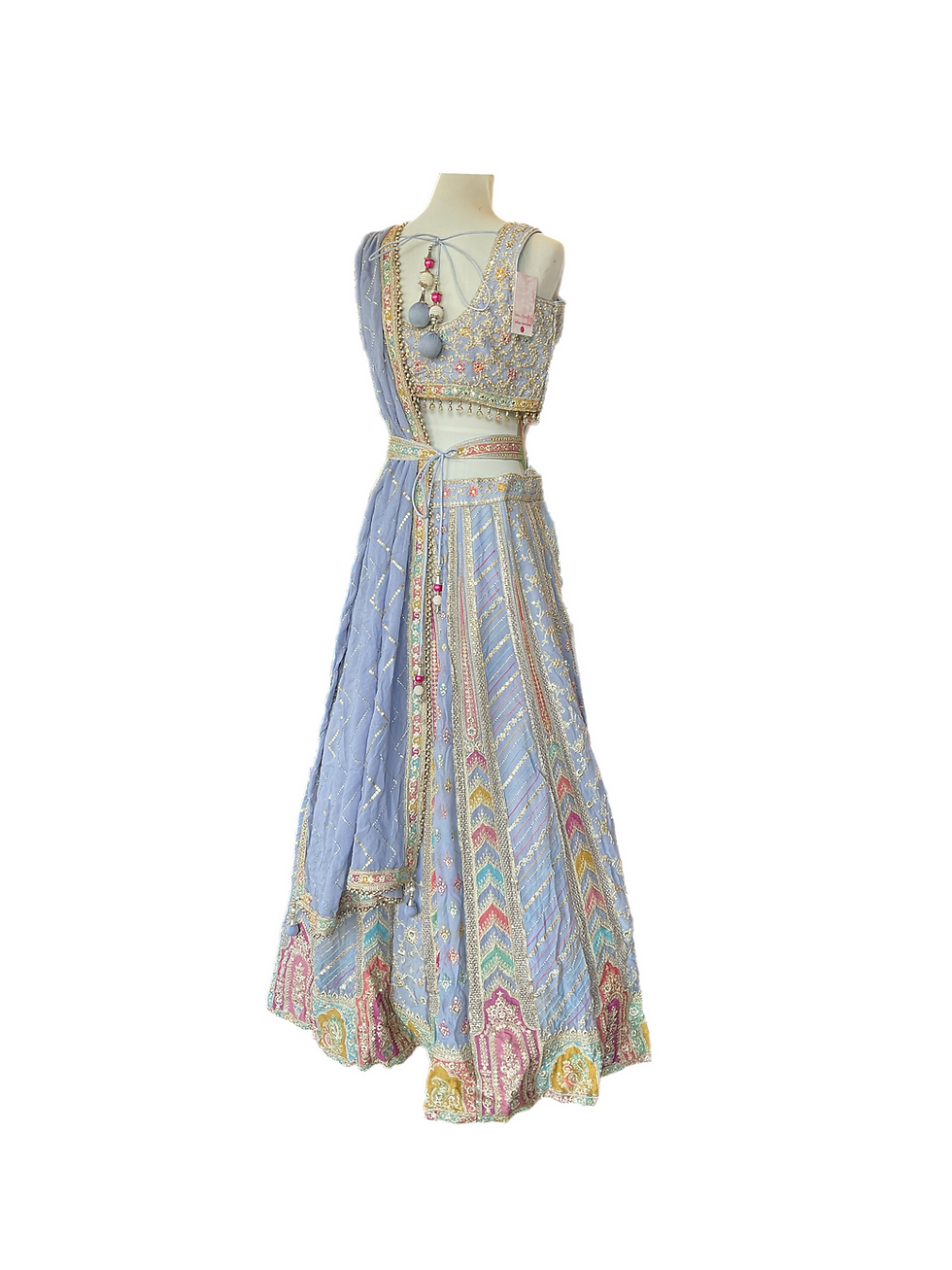 Thumbnail: Splendid Sky Blue Embroidered Lehanga Choli
