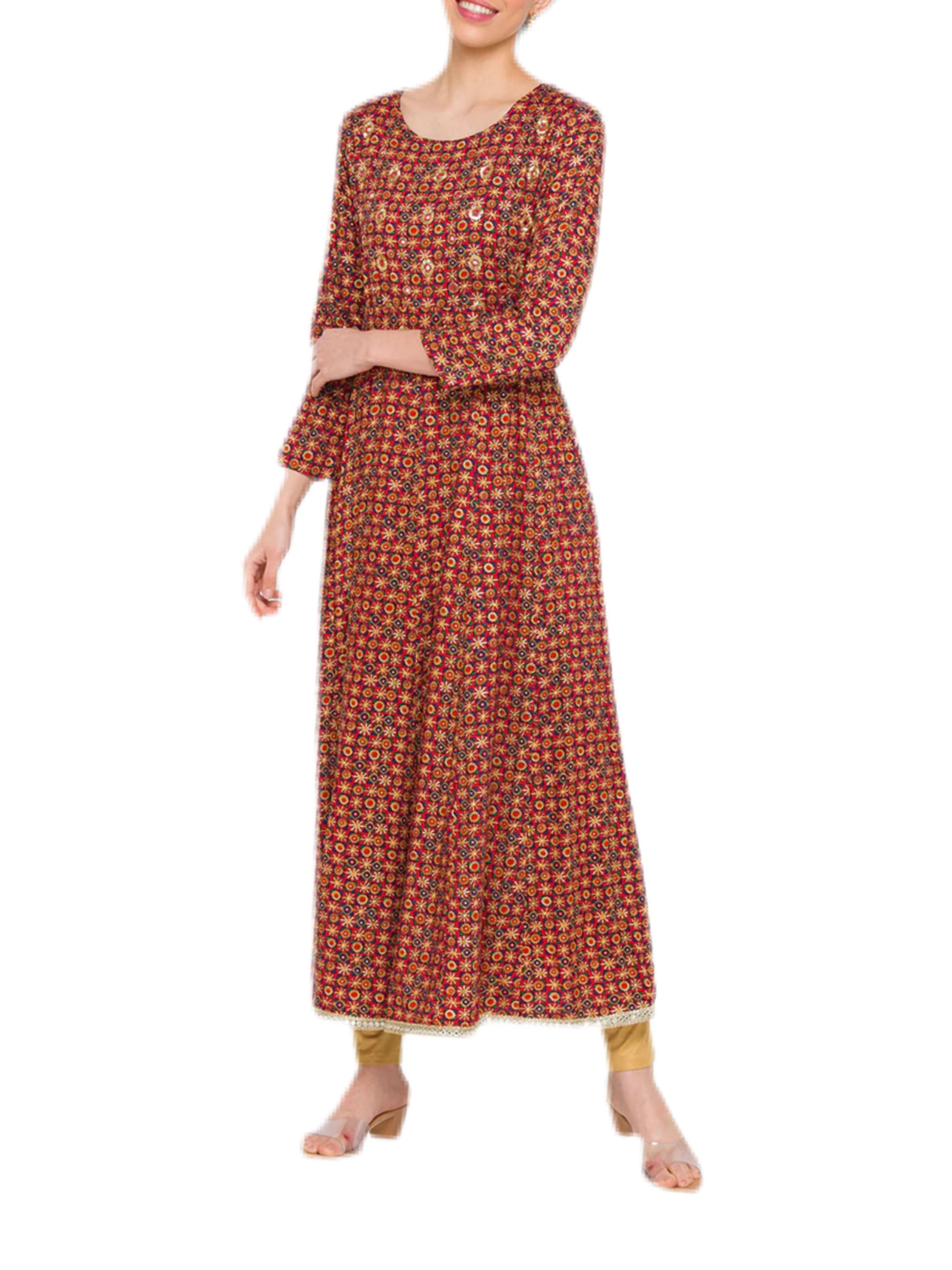 Beautiful A Line Embroidery Kurti in Orange