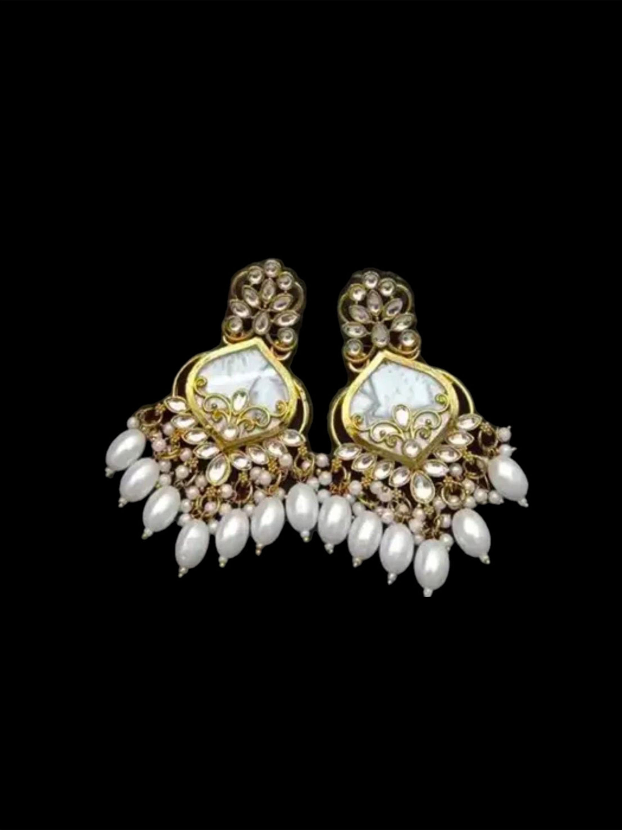Big White Kundan Earring