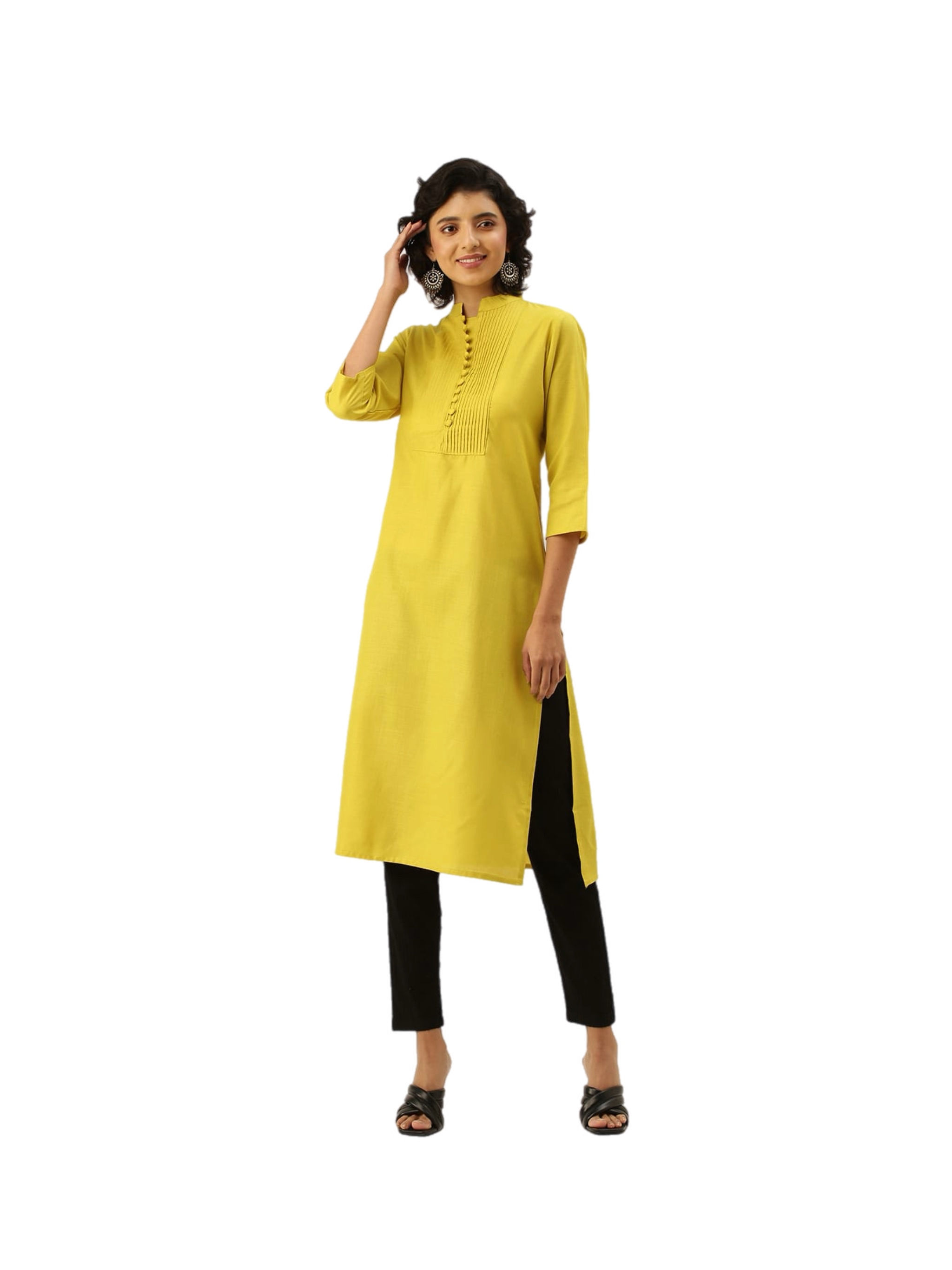 Pretty Cotton Straight Kurti in Green