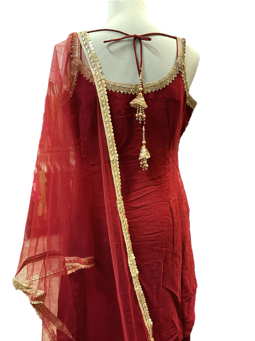 Thumbnail: Embroidered Chiffon Silk Afgani Salwar Suit Set Suit