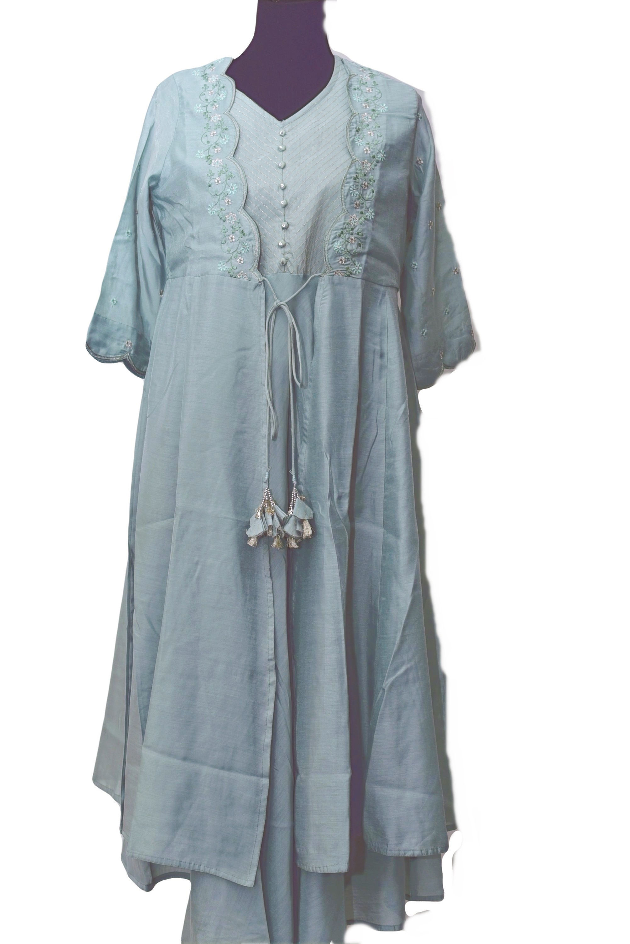Pastel Blue Jacket Kurti