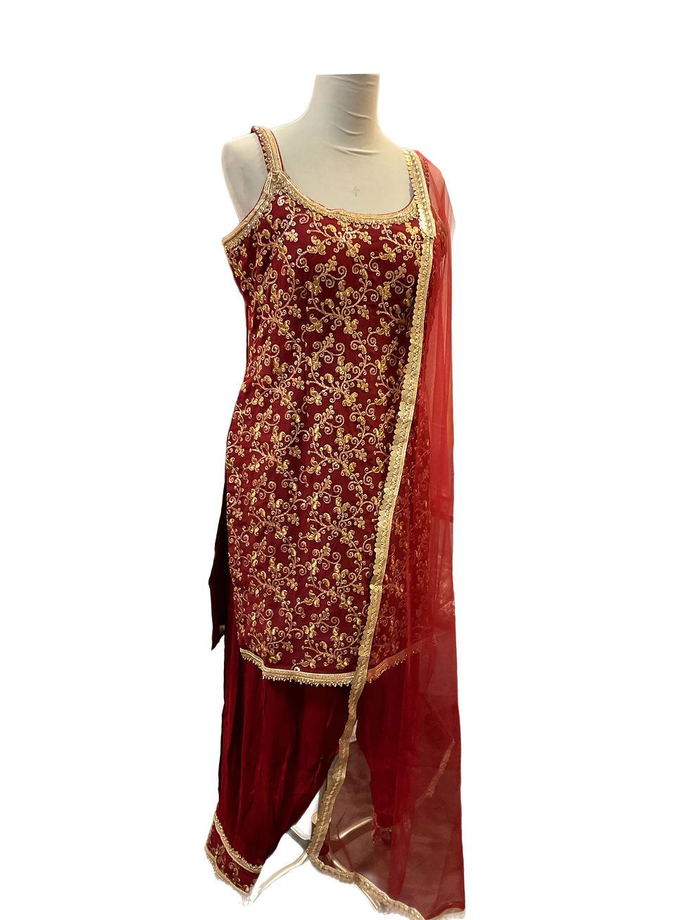 Embroidered Chiffon Silk Afgani Salwar Suit Set Suit