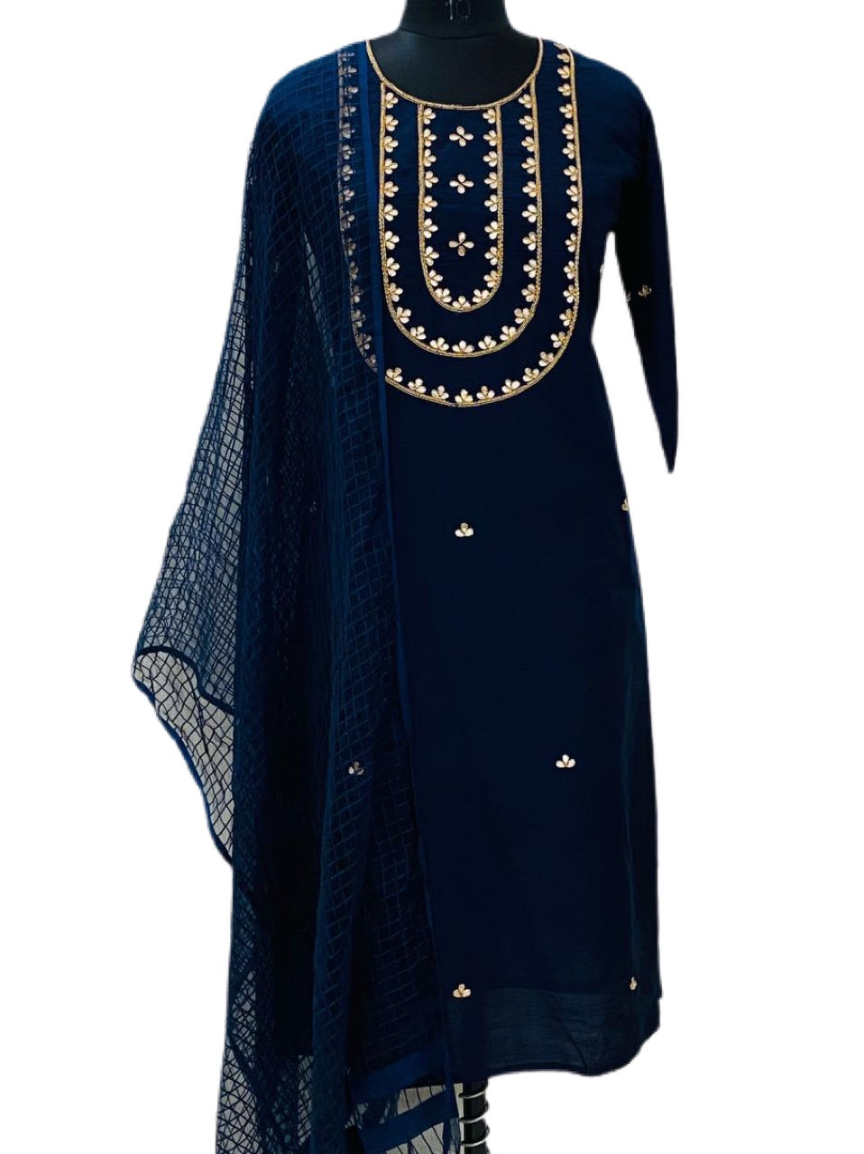 Thumbnail: Plus Size Vibrant Silk Straight Suit Set