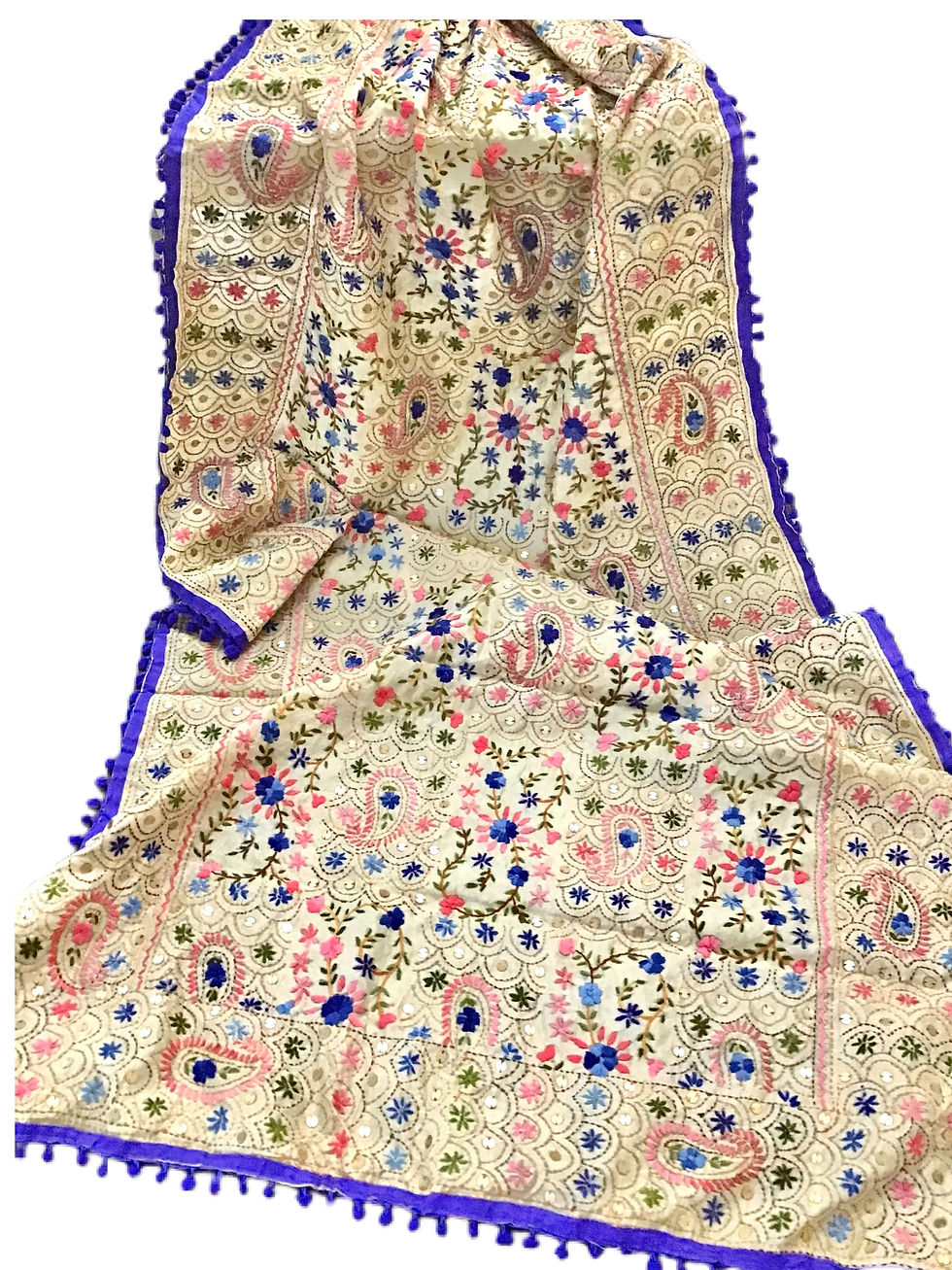 Amazing Golden Chanderi Silk Kantha Stitch Dupatta