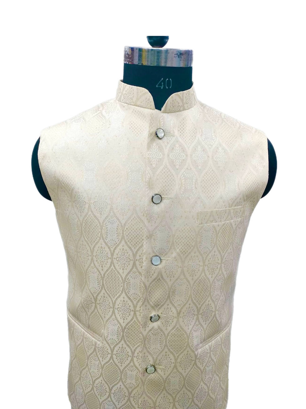 White Silk Nehru Jacket or Vest Coat