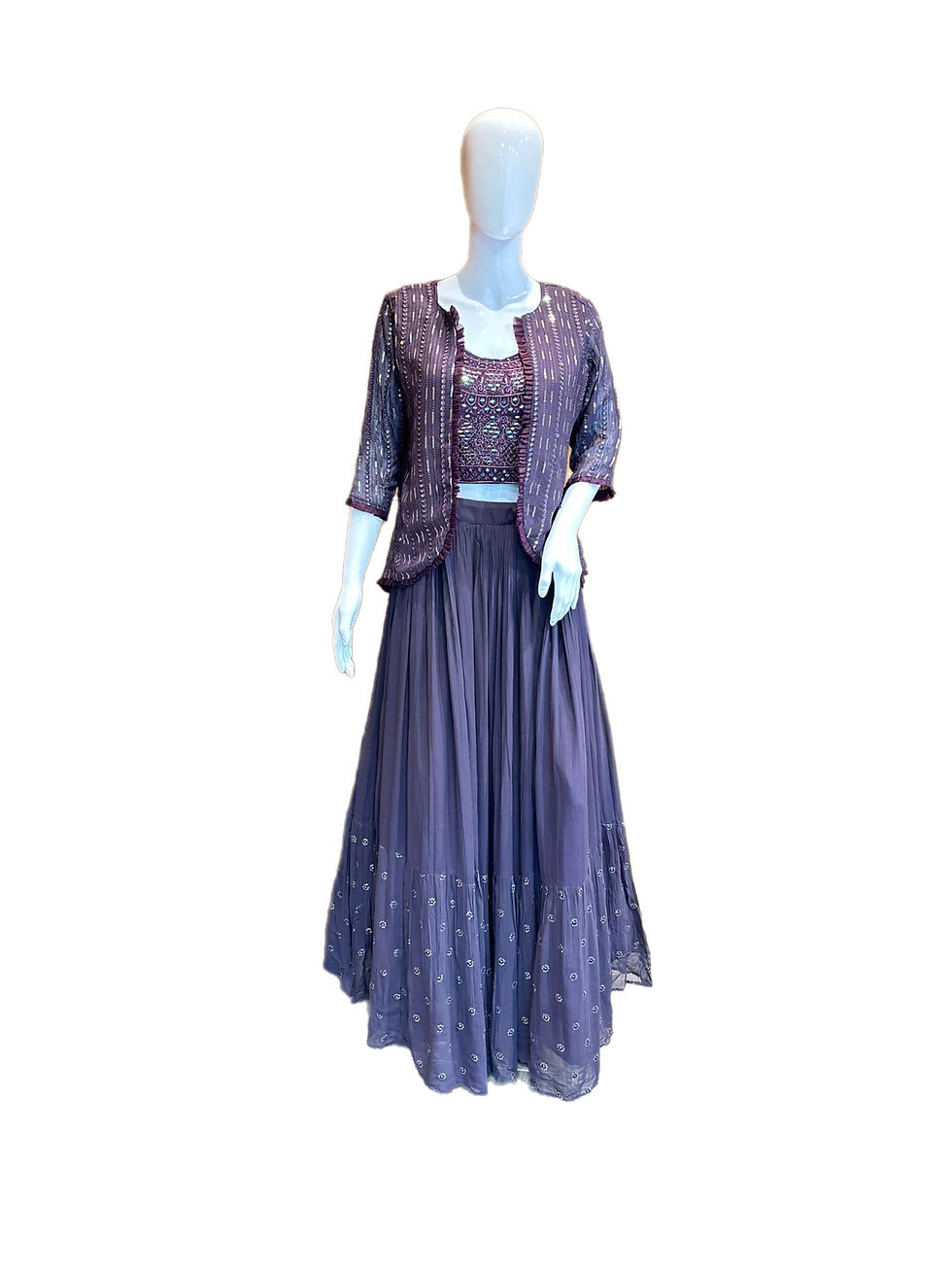 Beautiful Mauve Color Embroidered Lehanga With Jacket