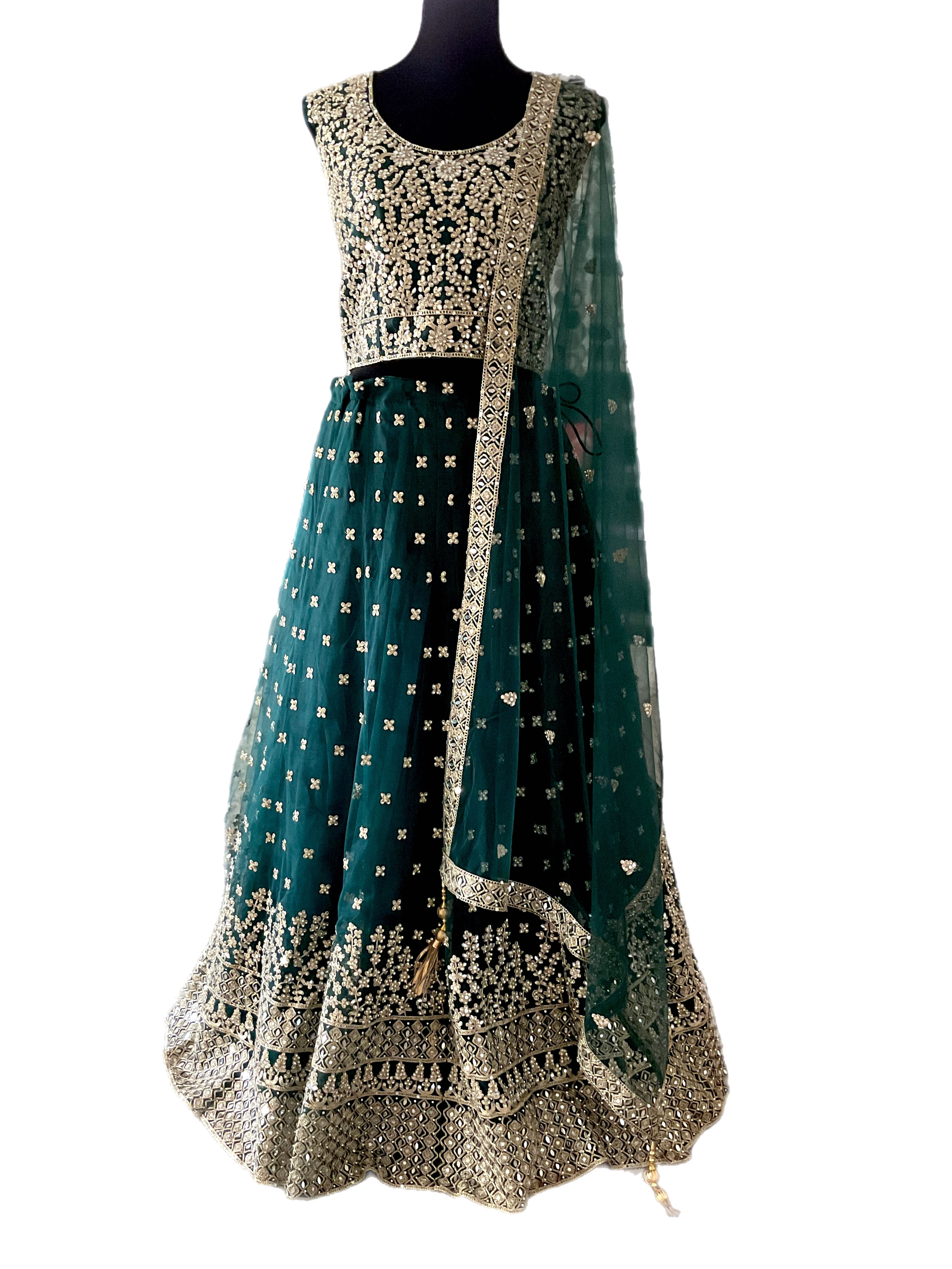 Designer Plus Size Green Color Net Lehanga Choli for Women