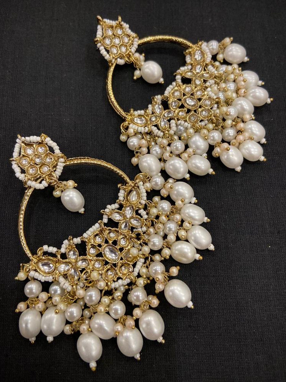 Pretty White kundan Chanbali Earring