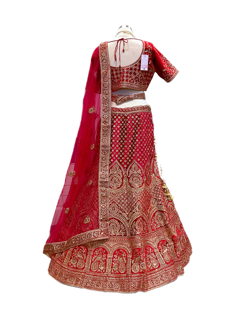 Thumbnail: Amazing Royal Red and Pink Valvet Bridal Lehanga CholI