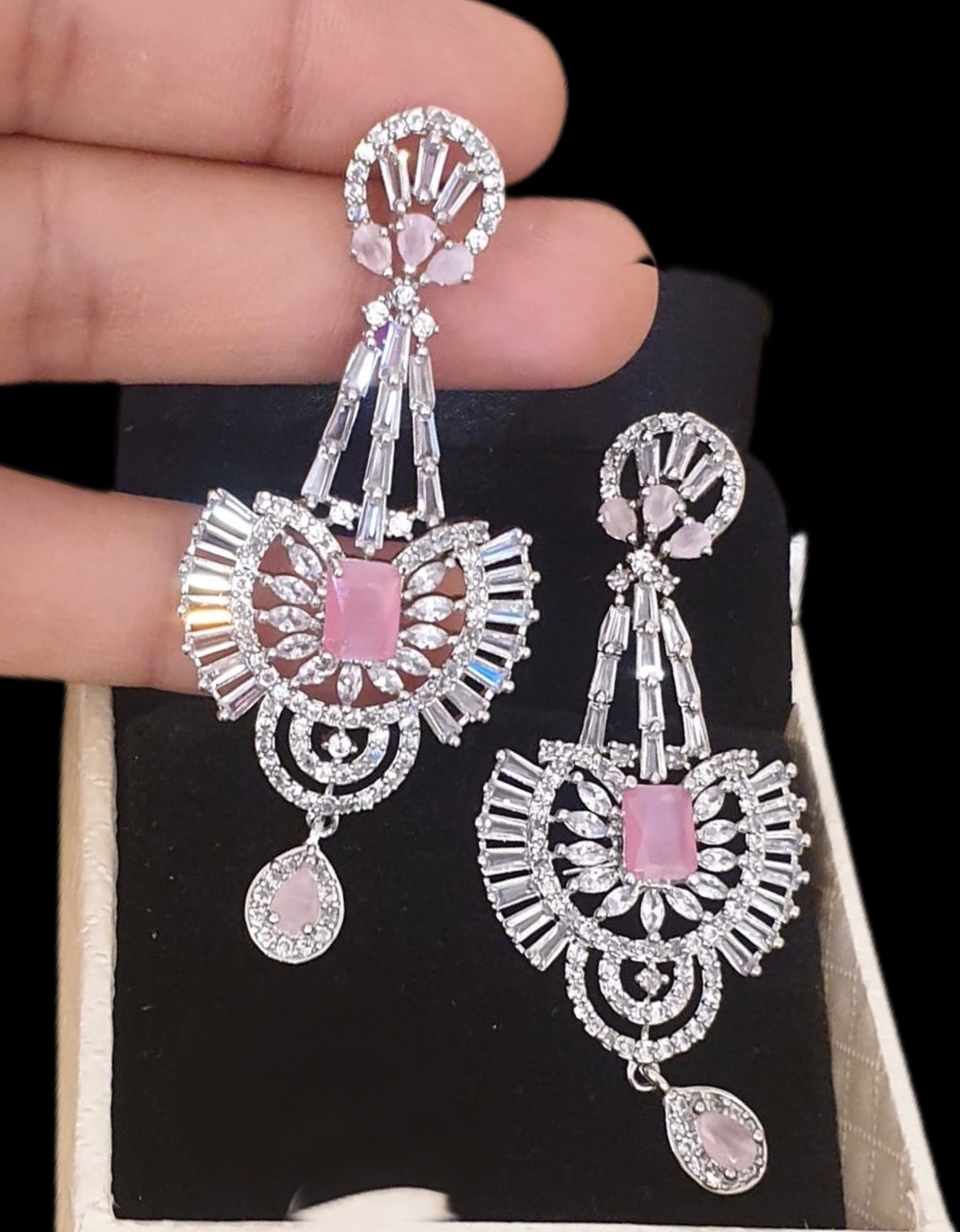 Pretty Pink AD stones Earring