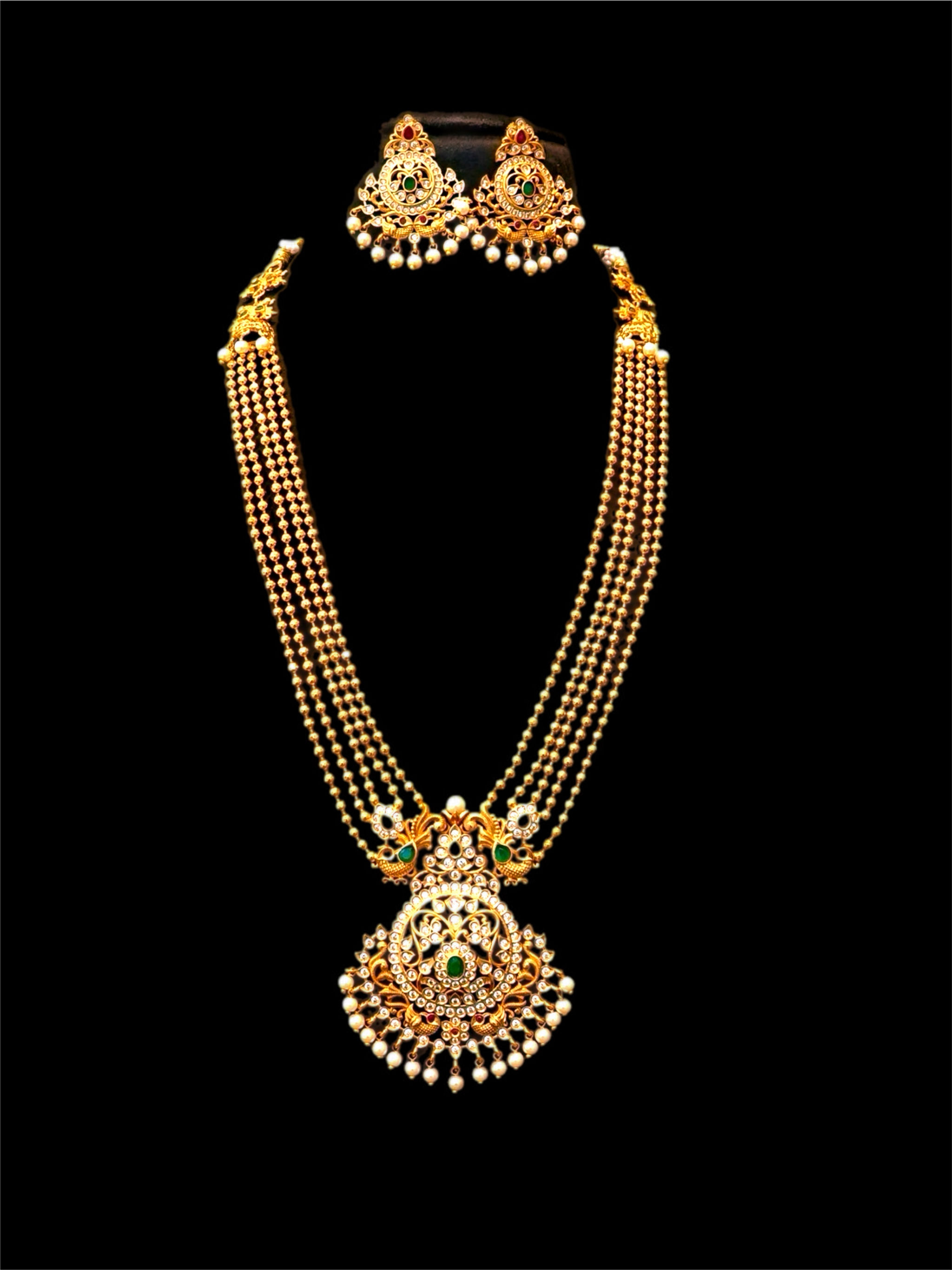 Gorgeous Pink-Green Haram Necklace Set