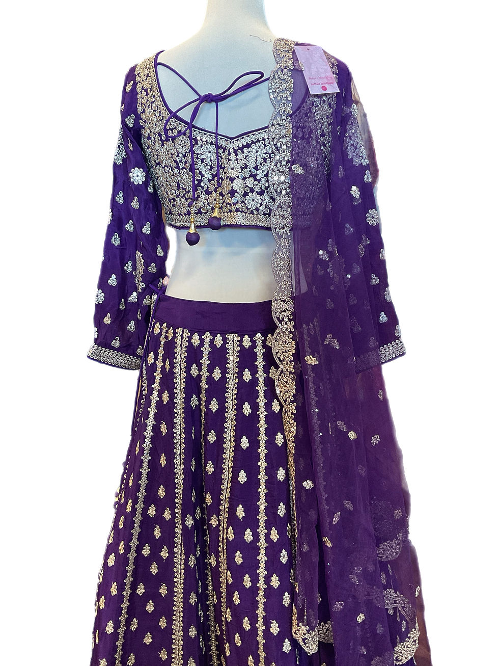 Thumbnail: Vibrant Embroidered Chiffon Silk Lehanga Choli in Indigo Color