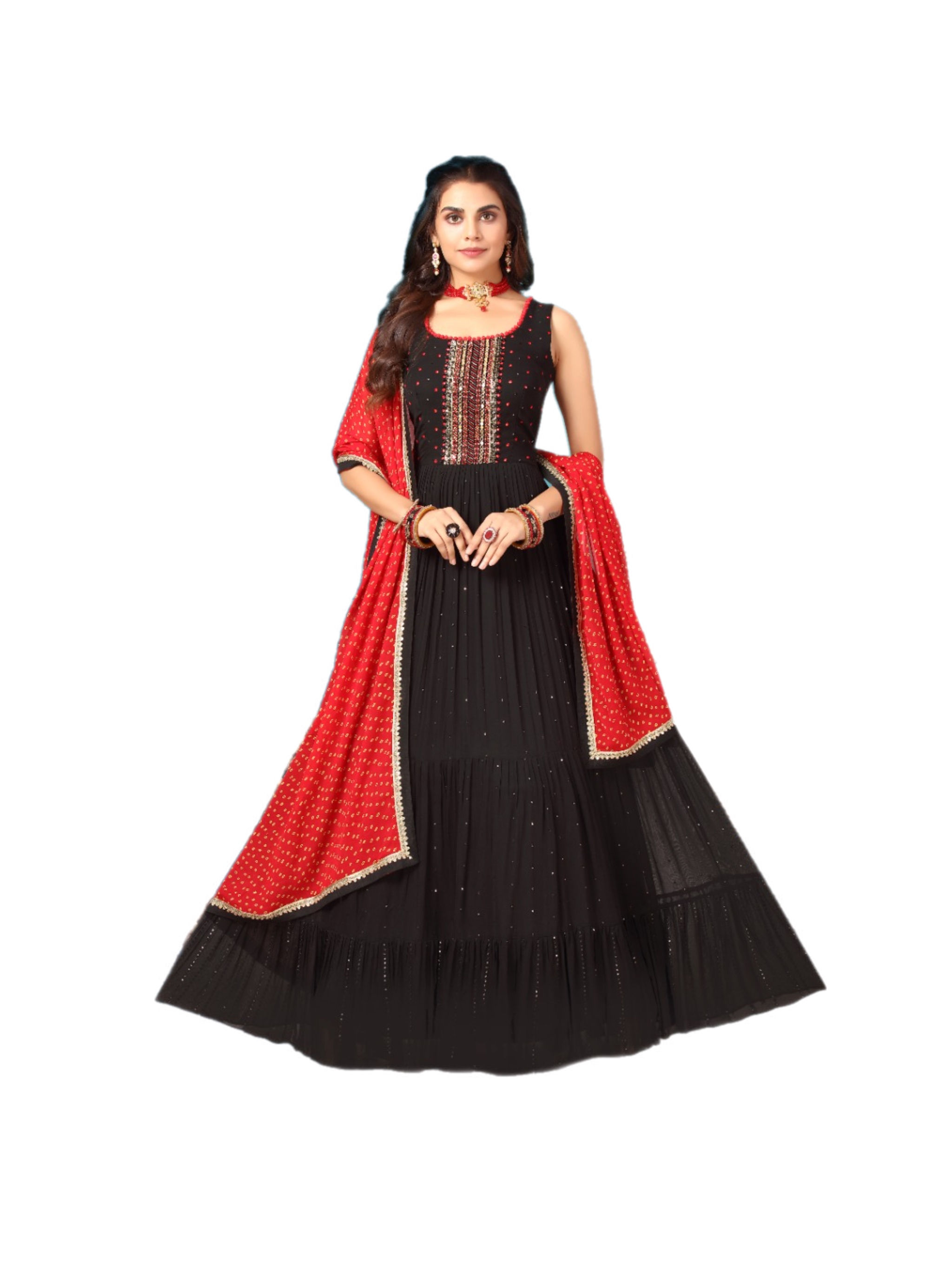 Gorgeous Black Sequins Work Abaya Style Salwar Suit