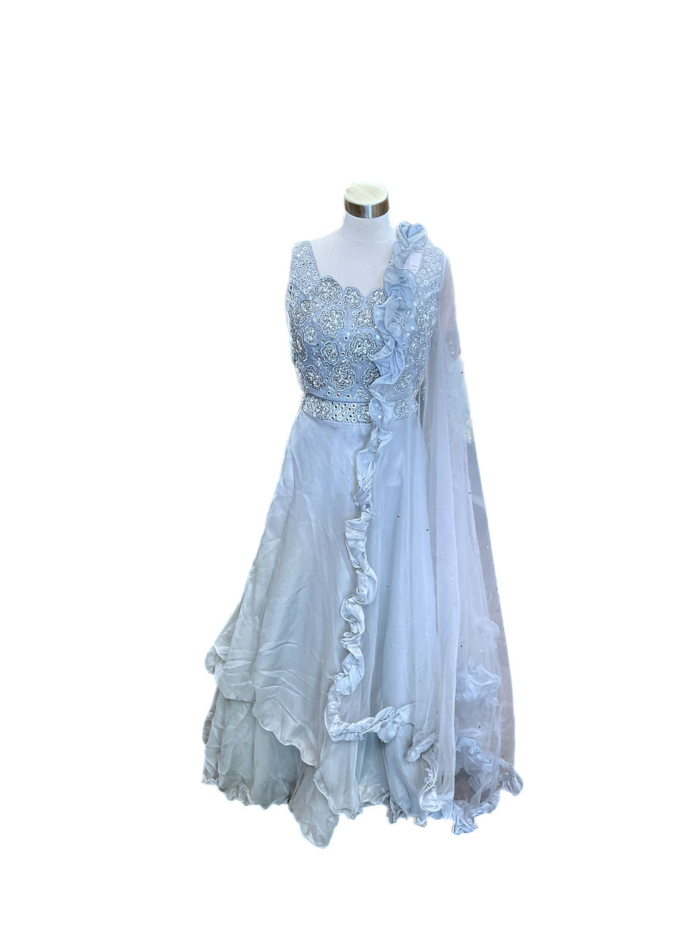 Gorgeous Organza Greyish Blue Lehanga Choli