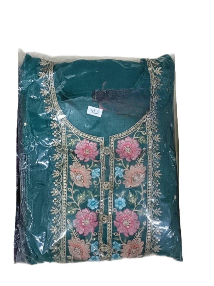 Thumbnail: Elegant Plus Size Embroidered Dola Silk Pant Suit