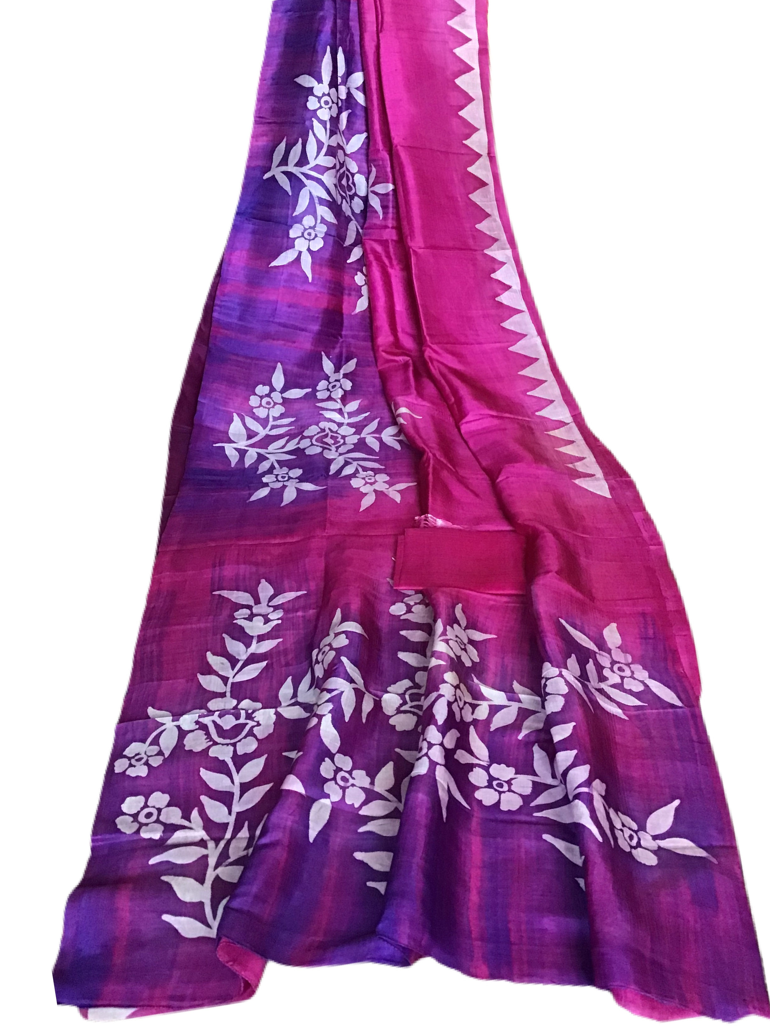Vibrant Pink Handloom Printed Soft Silk Saree