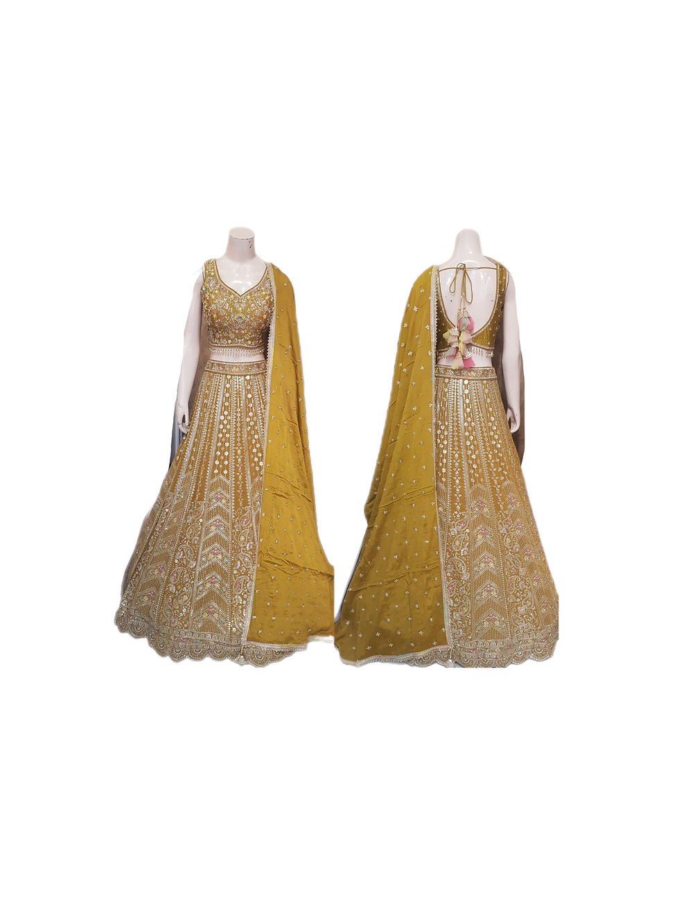 Amazing Yellow Golden Embroidered Georgette Lehanga Choli