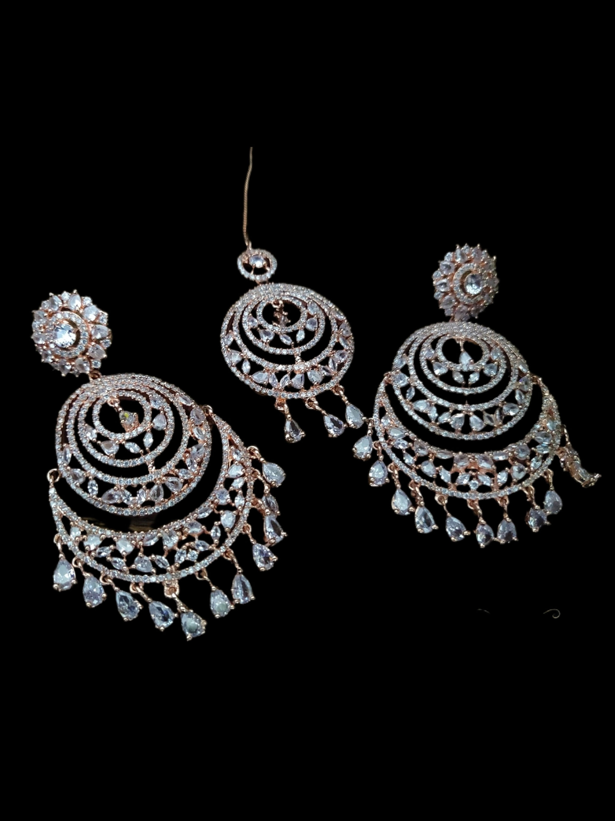 Rose Gold Golden Earrings With Headpiece