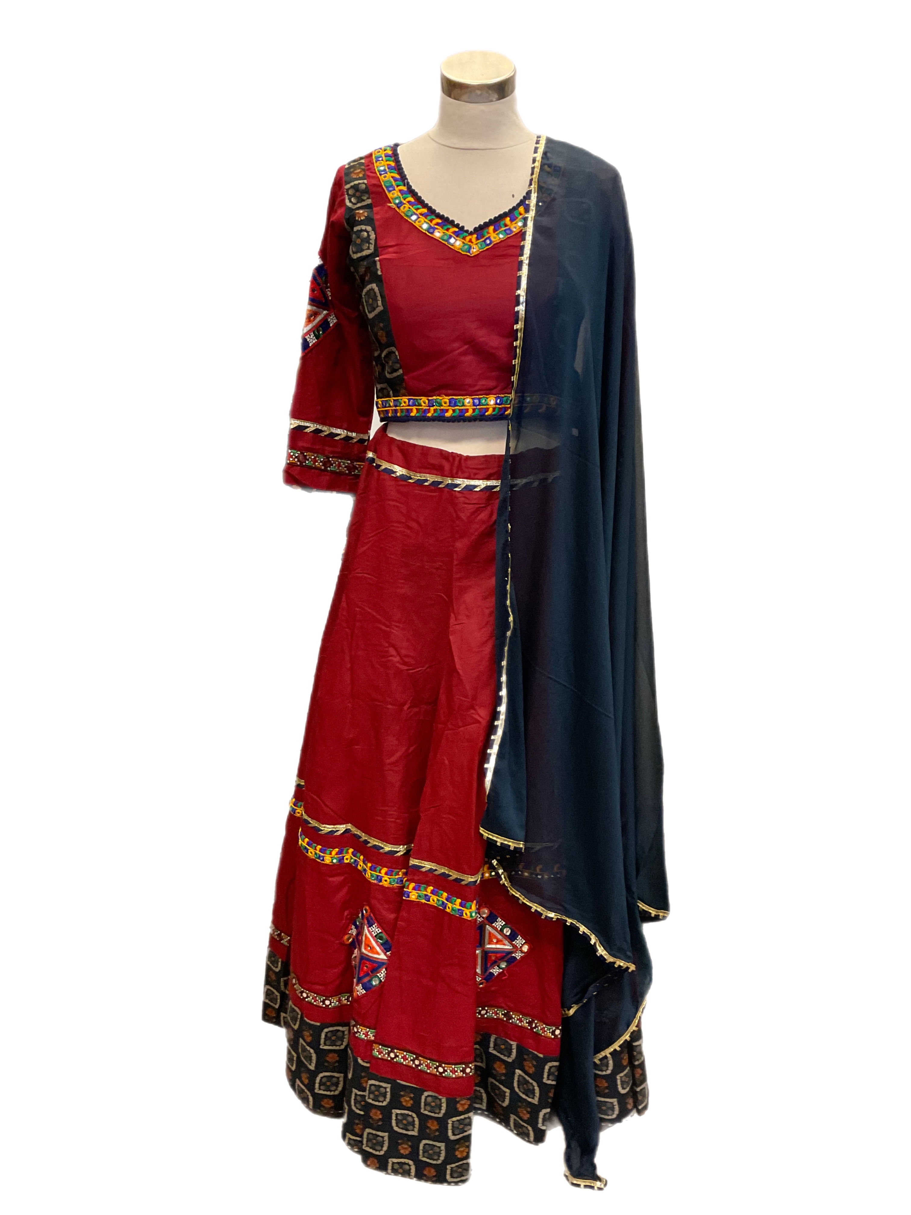 Embellished Cotton Chaniya Choli in Maroon