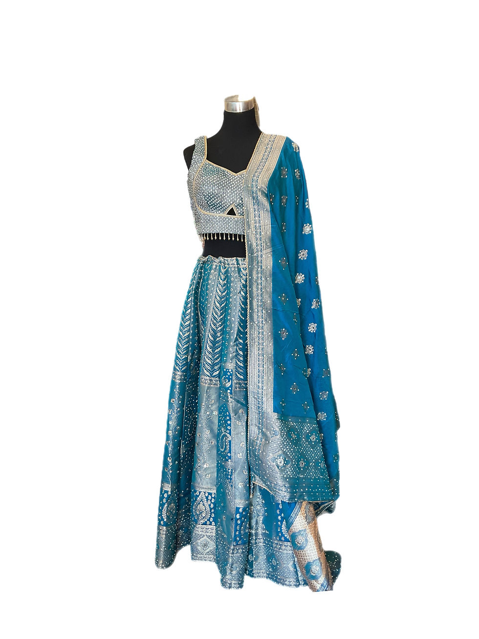 Thumbnail: Banarsi woven Silk Lehanga Choli in Blue