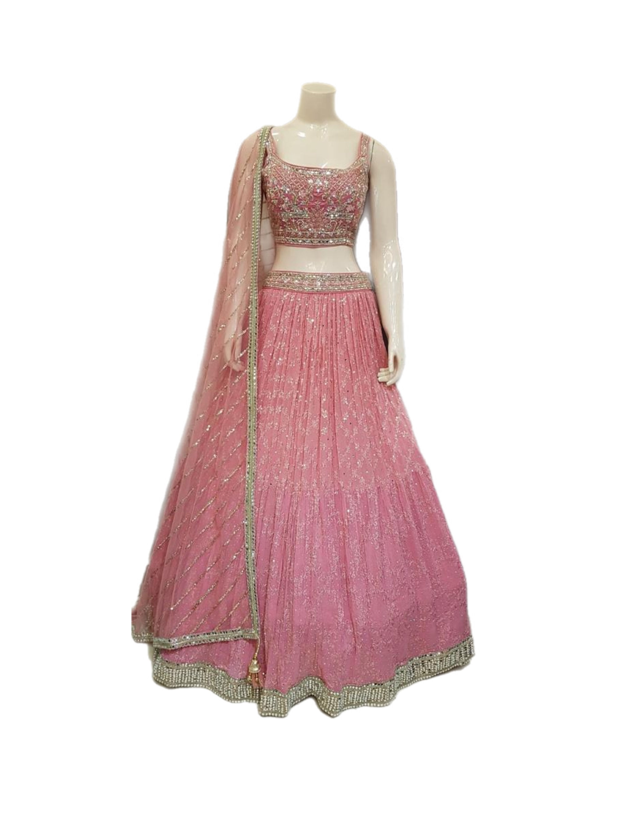 Pretty Pink Party Wear Georgette Lehanga Choli