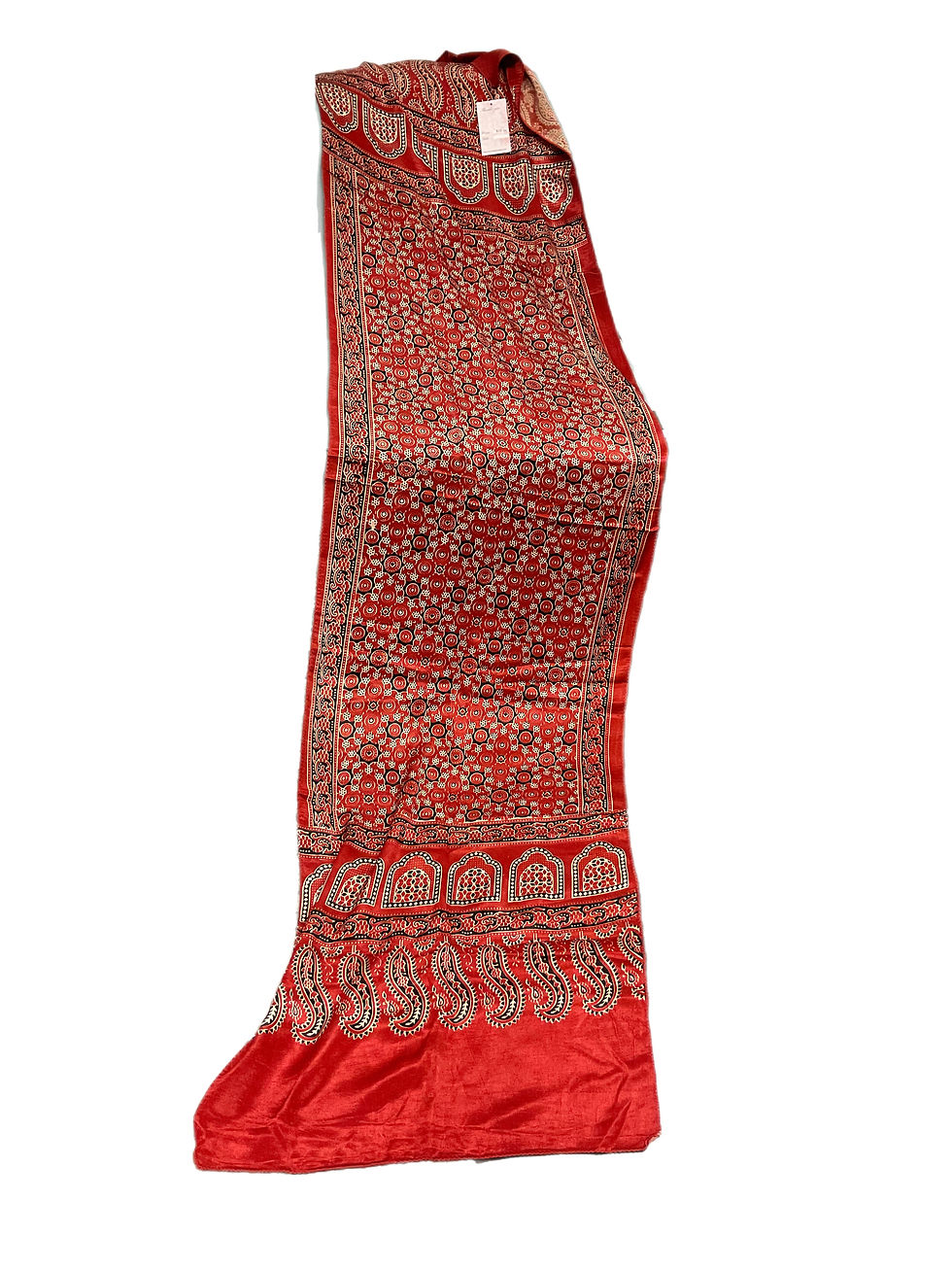 Beautiful Coral color Gaji Silk Printed Dupatta