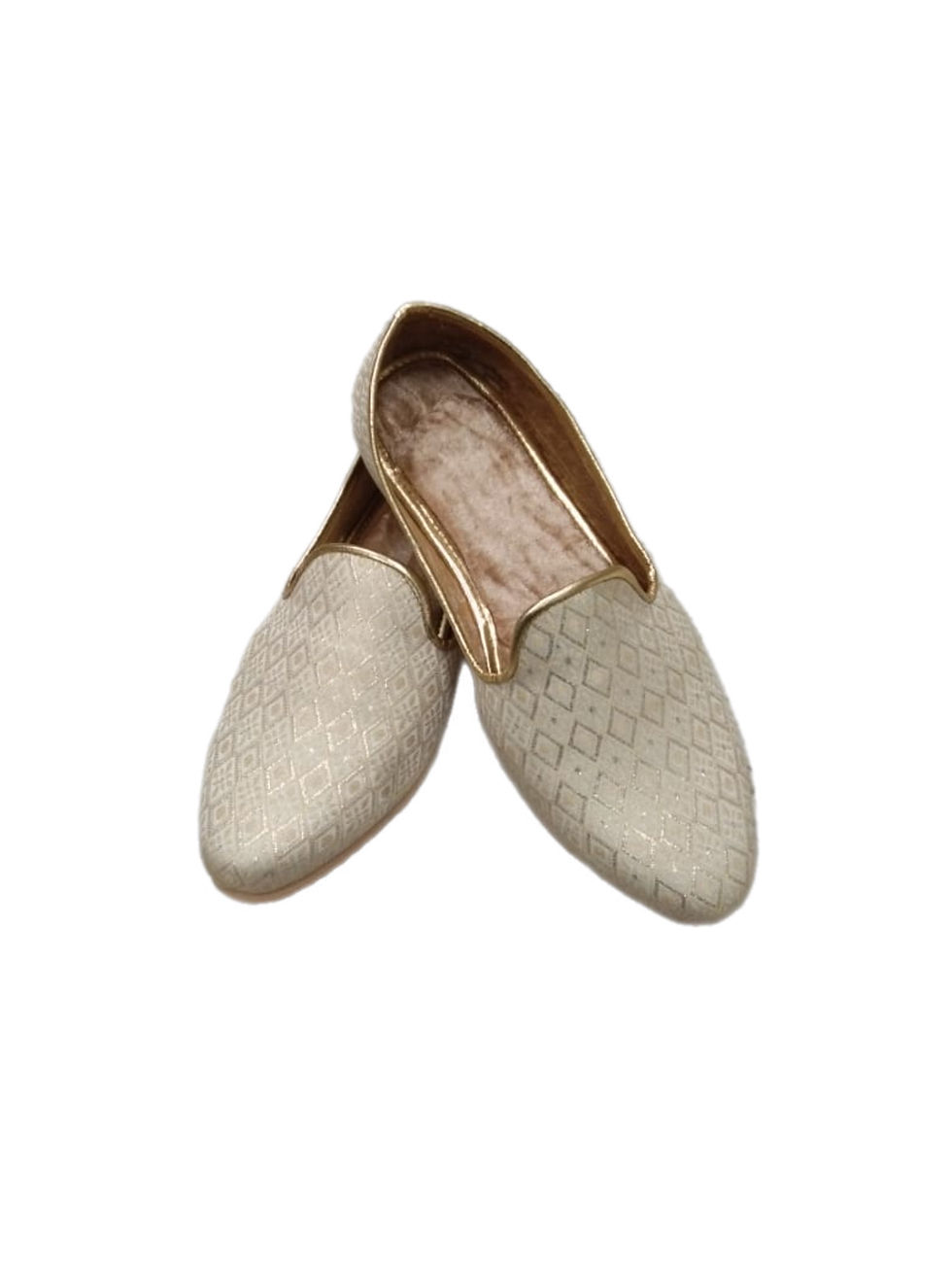 Light Golden Handmade Men’s Sherwani Jutti or loafers or Mojari