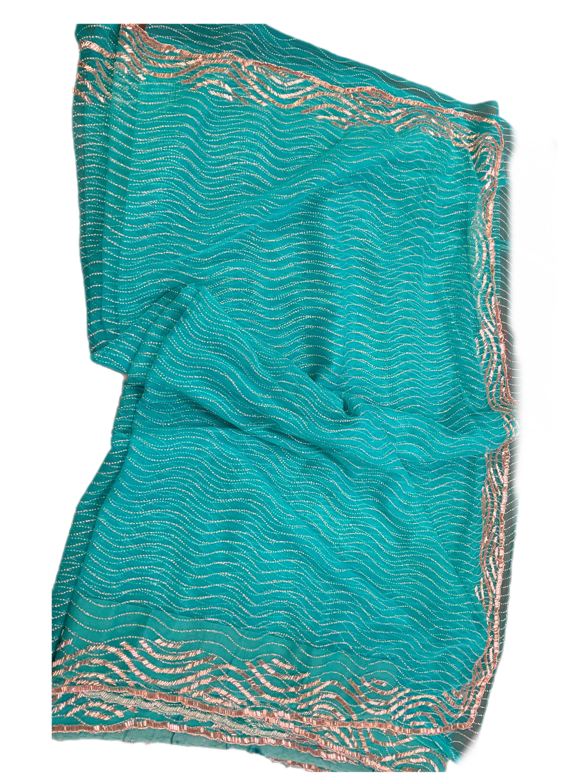 Beautiful Net Sky Blue Saree With Readymade Blouse