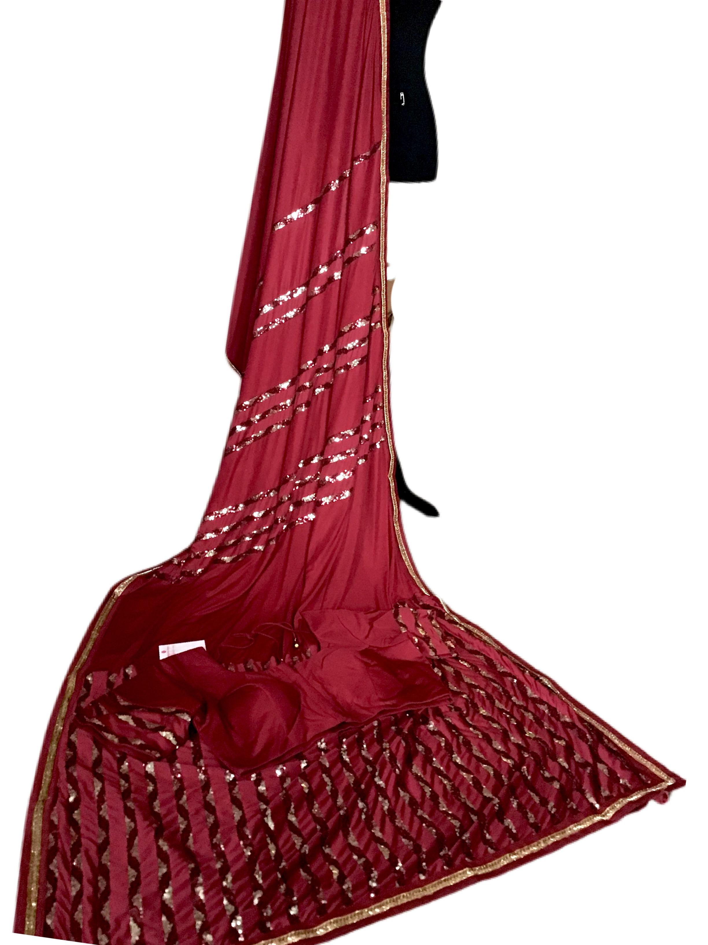 Gorgeous Sequins Work Satin Silk Saree With Readymade Blouse