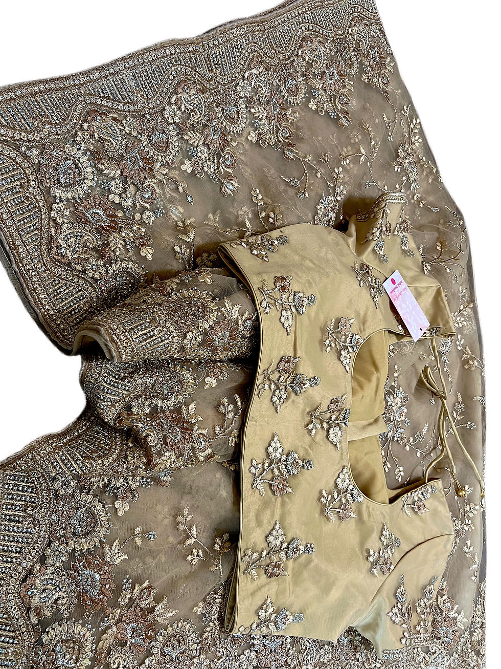 Thumbnail: Gorgeous Embroidered Net Saree With Readymade Blouse