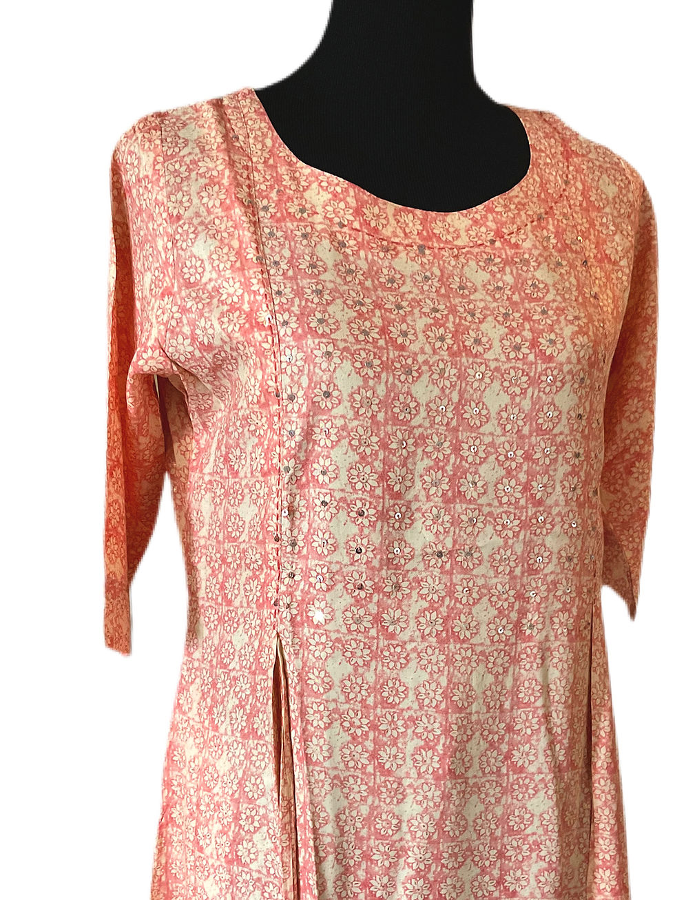 Thumbnail: Embellished Printed Peach A Line Kurta for Women