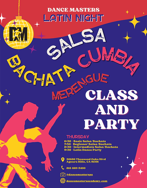Flyer Estudio de Baile Salsa Ilustrado Moderno Azul.png