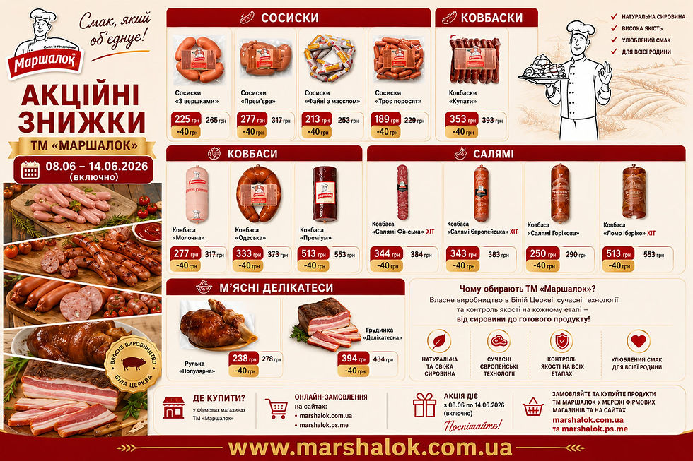 ТМ Маршалок - акційні знижки -інфографіка