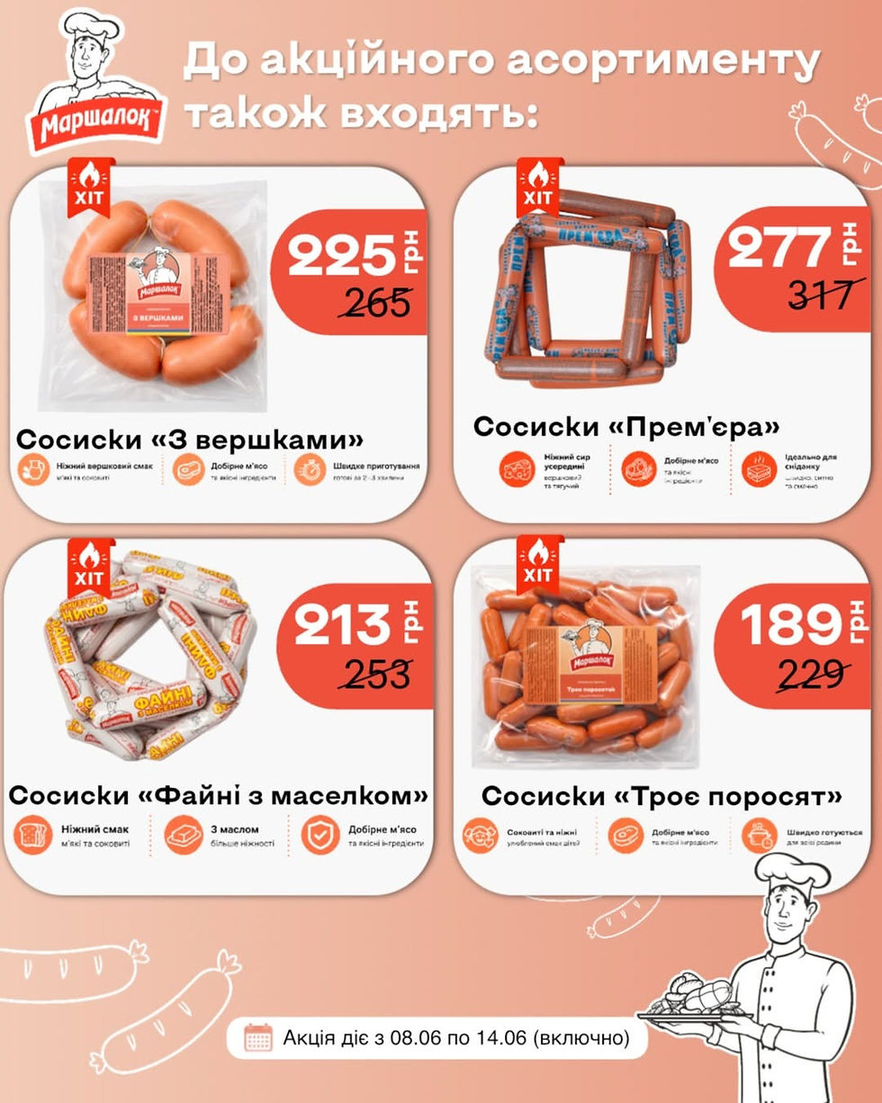 ТМ Маршалок - Сосиски та ковбаски — для щоденного столу та барбекю