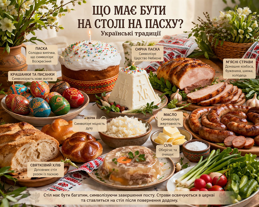 Що має бути на столі на Пасху?