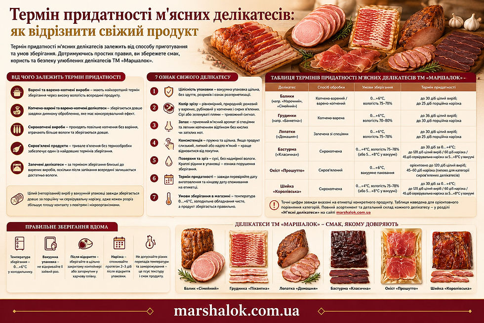 Термін придатності м'ясних делікатесів: як відрізнити свіжий продукт