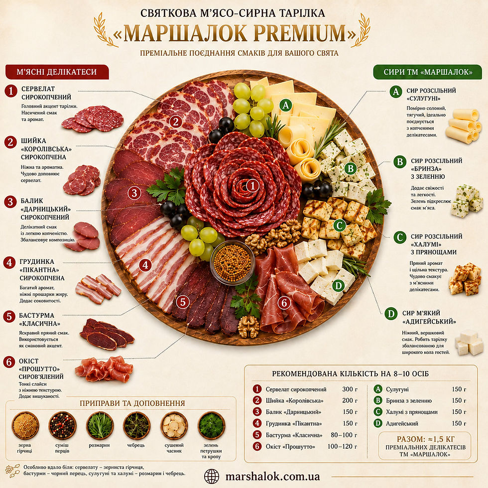 Святкова м'ясо-сирна тарілка «Маршалок Premium» — ідеальне поєднання смаків для особливих подій