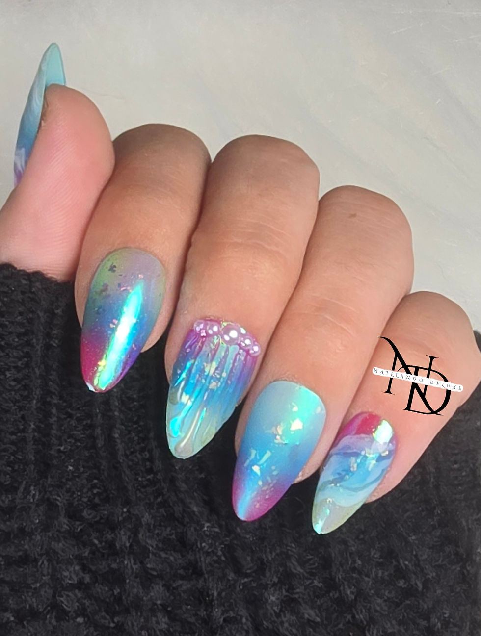 Miniaturbild: Mermaid Shell Press-On Nails – Wiederverwendbare,  Kunstnägel im Set