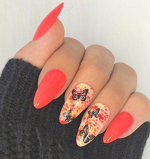 Neon Butterfly Press-On Nails  Extravagante Kunstngel