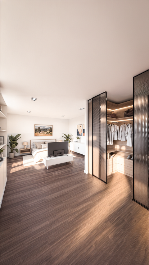 Our interior render unveils a luxurious bedroom within a villa nestled amidst the breathtaking landscapes of Florence, Italy. Radiating an inviting warmth, it welcomes guests into a sanctuary of opulence and refinement. At its heart lies a grandiose bed, adorned with sumptuous bedding and enveloped by soft, soothing hues, inviting guests to sink into blissful relaxation. The wardrobe, embellished with intricately crafted glass doors, adds an element of sophistication to the space. The carefully chosen color palette, with its rich earthy tones and subtle accents, creates an atmosphere of intimacy and serenity, perfect for unwinding after a day of exploring the charming Tuscan countryside.
This render beautifully captures the timeless elegance and allure of Tuscany, offering a tantalizing glimpse into a space designed for ultimate comfort, indulgence, and rejuvenation.