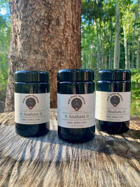 Thumbnail: Wild Moon Medicine Anahata Heart Chakra Tea small batch in Colorado forest setting