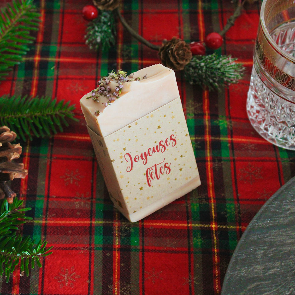 savon joyeux noel personnalisé Savon à l'argile rose et huile d'amande douce