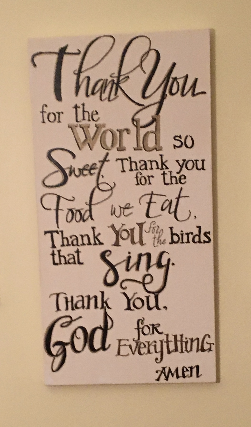Kitchen Prayer | Hand-lettered and painted on 10x20" Canvas