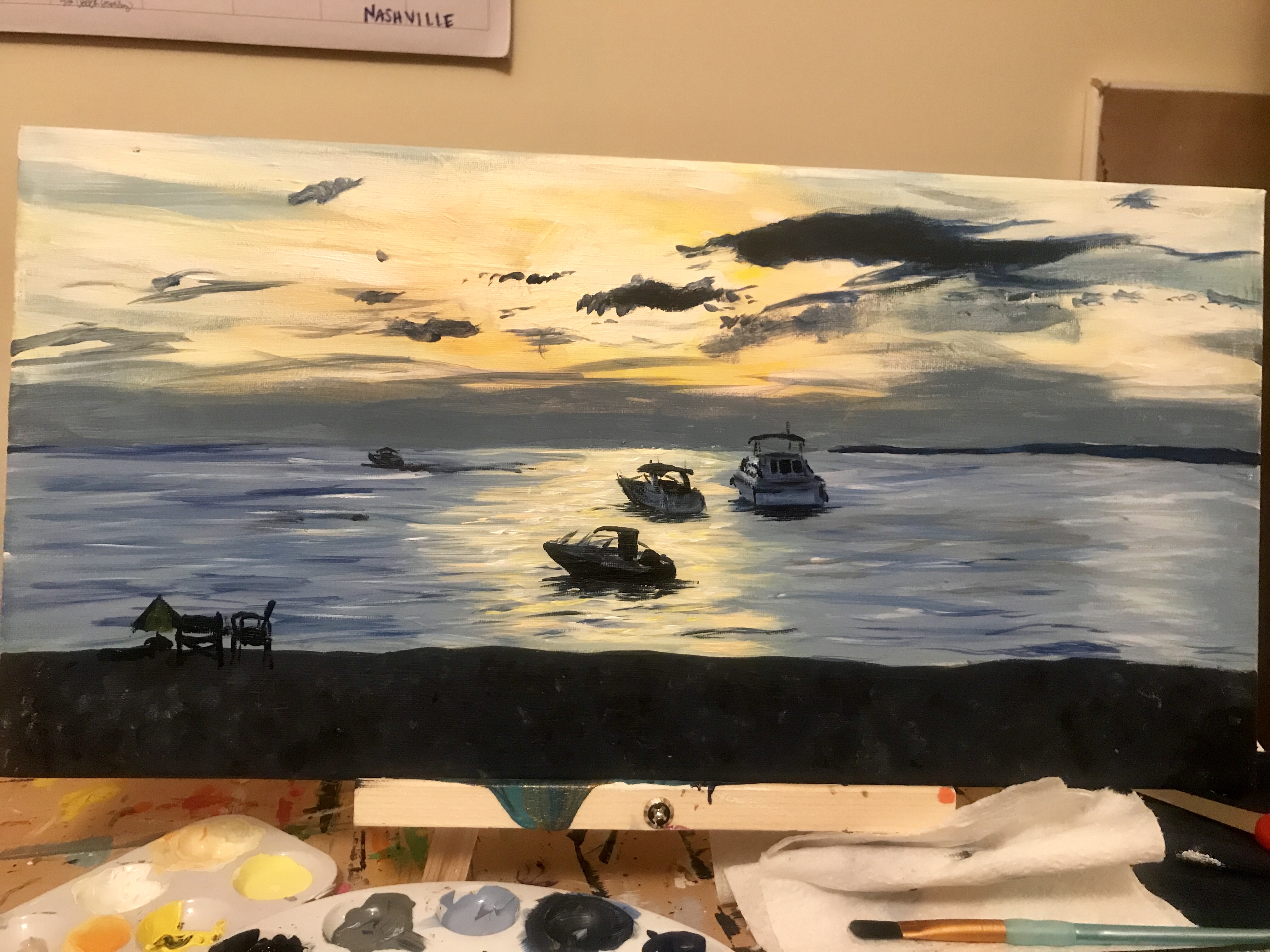 Sylvan Beach | Acrylic on 10x20 canvas