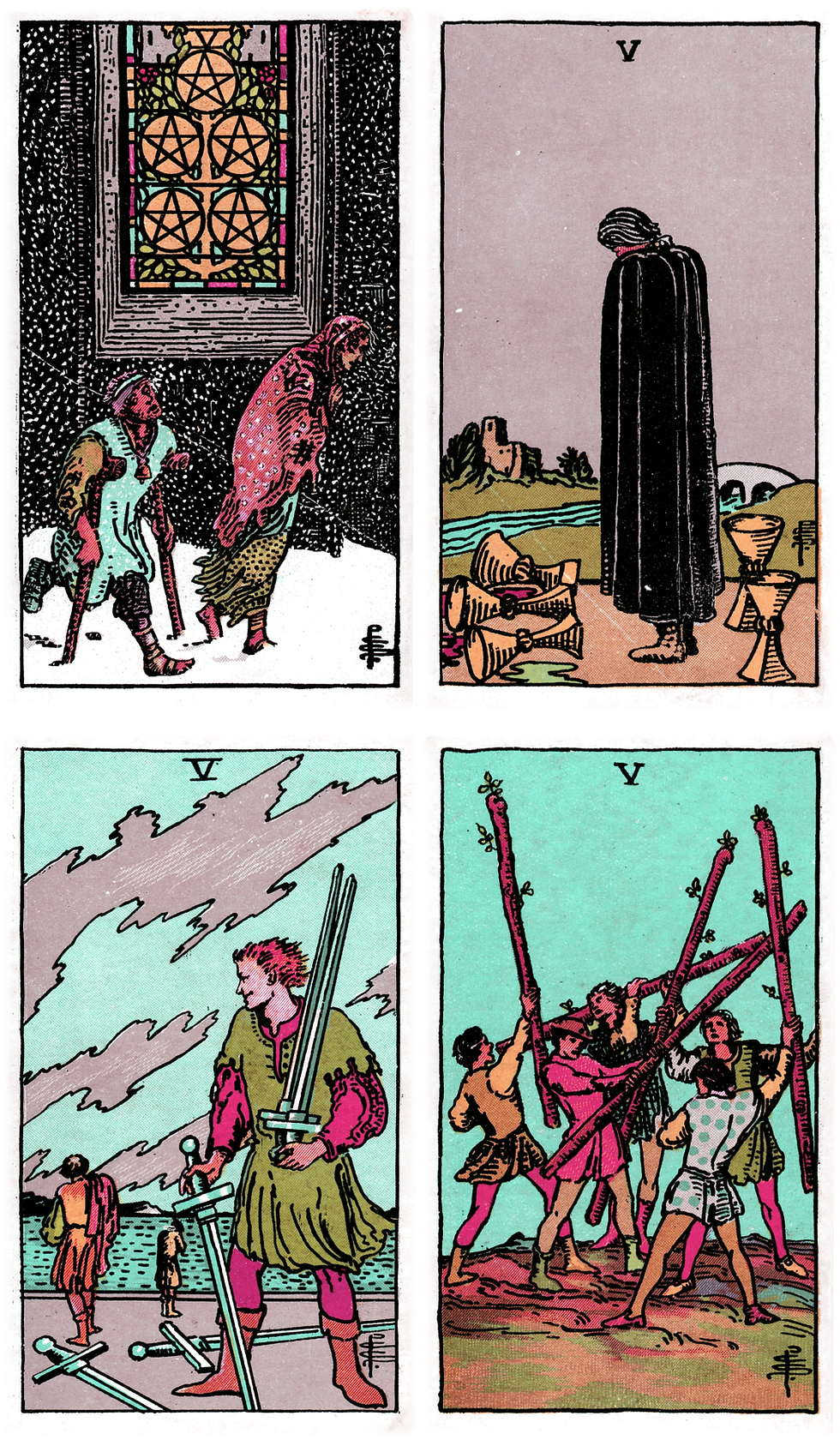 Illustration representing the Fives tarot concept